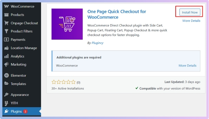 One Page Quick Checkout for WooCommerce install Free Version