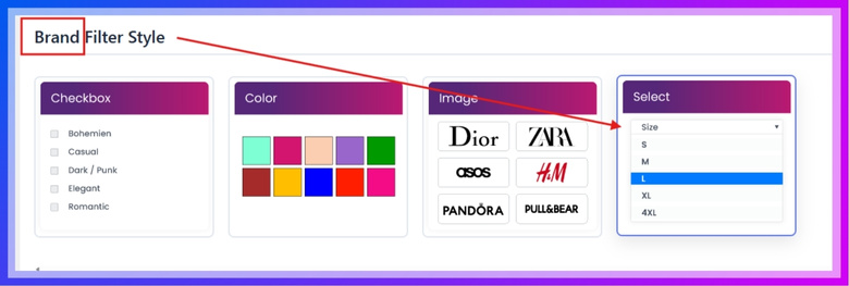 Select from the available style types.