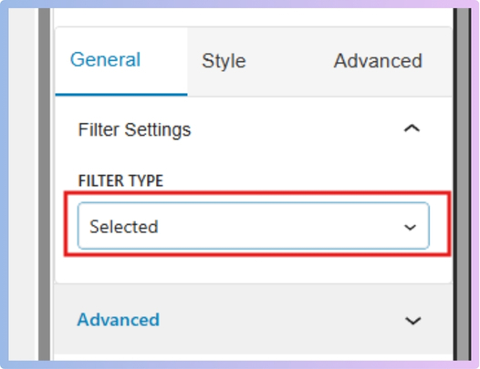 Set the filter type to “Selected” and This displays active filters in chip format.