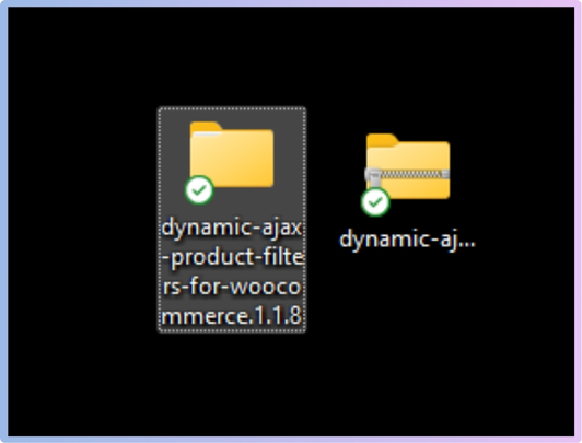 Unzip the file locally to get a folder named something like dynamic-ajax-product-filters.