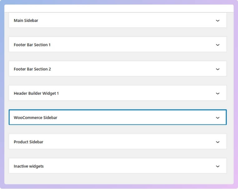 You'll see different widget areas. Look for WooCommerce Sidebar (or any sidebar area you use for your shop pages)