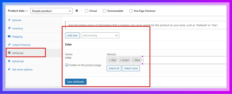 Assign Attributes to Products