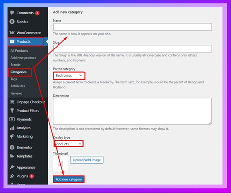 Create Product Categories
