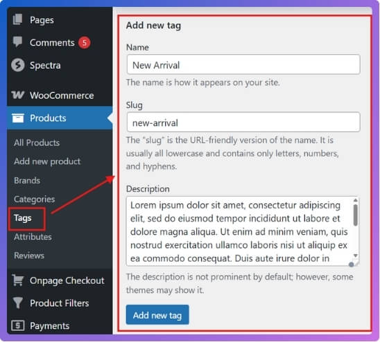 Create Product Tags