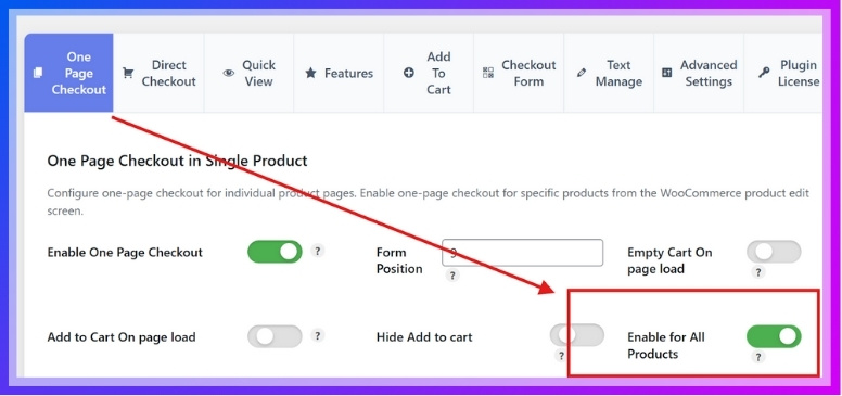 Enable One Page Checkout for All Products