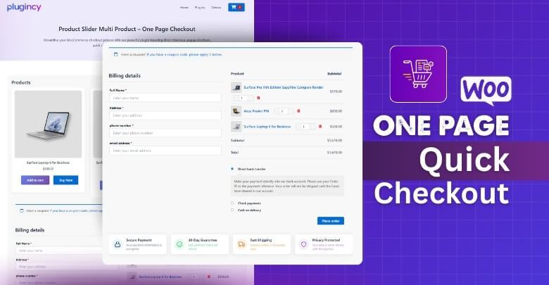 Features and benefits of using One Page Quick Checkout