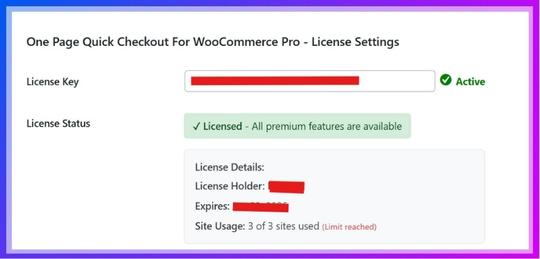 In the License Key box, paste the license key to unlock features