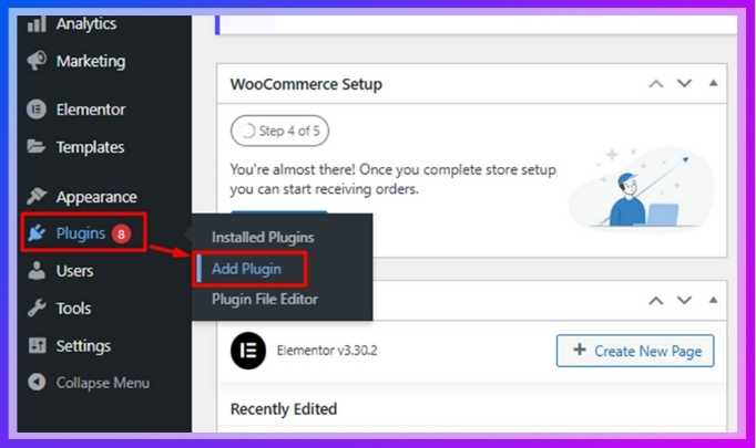 Log in to your WordPress dashboard and head over to Plugins and Add New