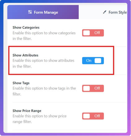 Manage Attributes in Filters