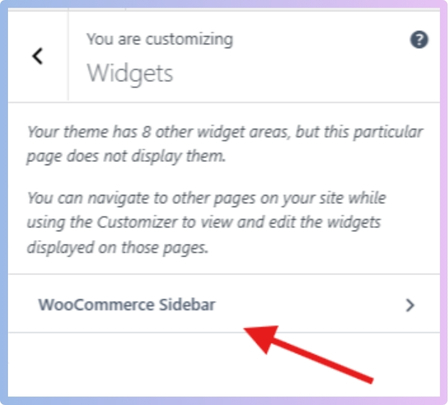 Select WooCommerce Sidebar.