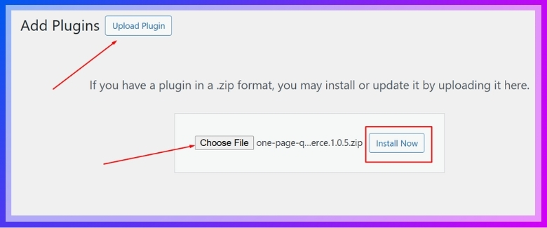 Select the downloaded ZIP file, then click “Install Now”