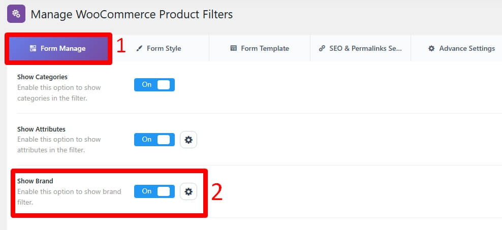 Show the Brand Filter in the Sidebar