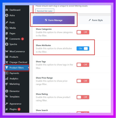 Show the Brand Filter in the Sidebar