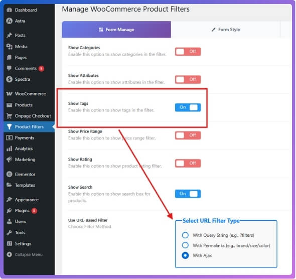Turn On Tag Filters in the Plugin