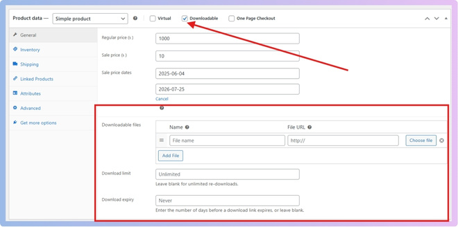 Turn on Digital Downloads.