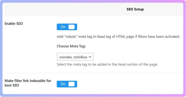 Turn on the Make filter link indexable for best SEO then Click on Save Changes