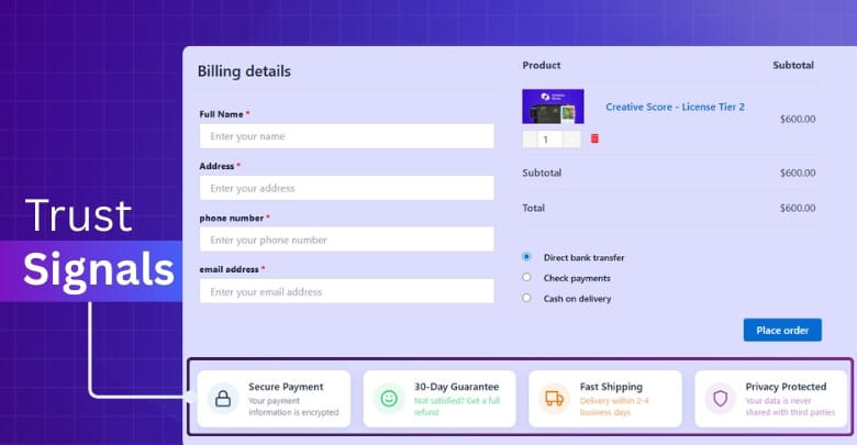Where to Place Trust Signals on a Single-page Checkout
