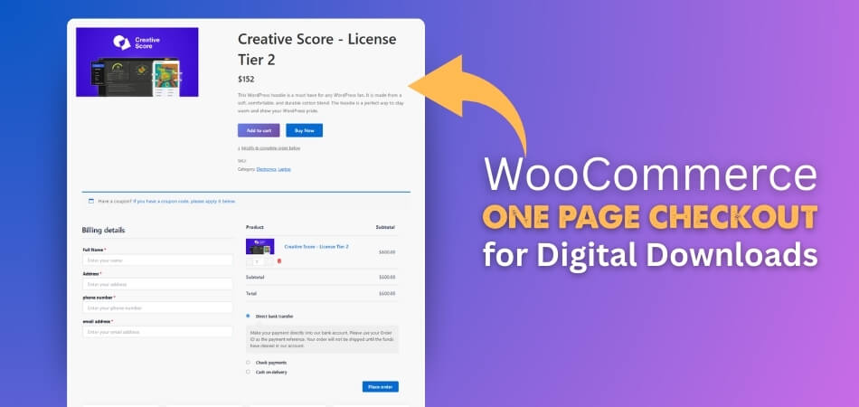 WooCommerce One Page Checkout for Digital Downloads