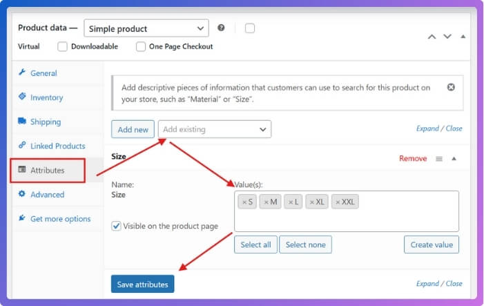 how to Assign Attributes to Products