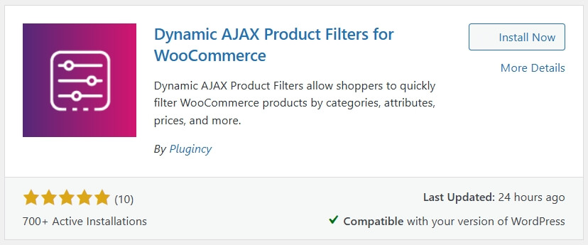 install Dynamic AJAX Product Filters for WooCommerce