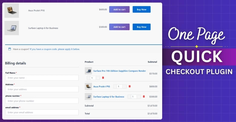 reason to Choose One Page Quick Checkout