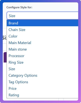 select the Checkbox Filter style