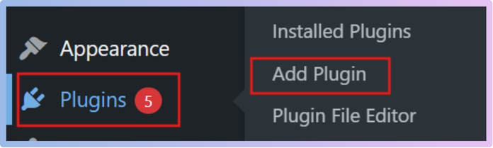 Click Plugins and Add New Plugin.