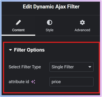 Configure the filter