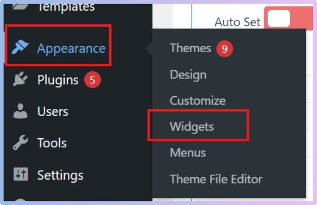 Go to Appearance and Widgets.
