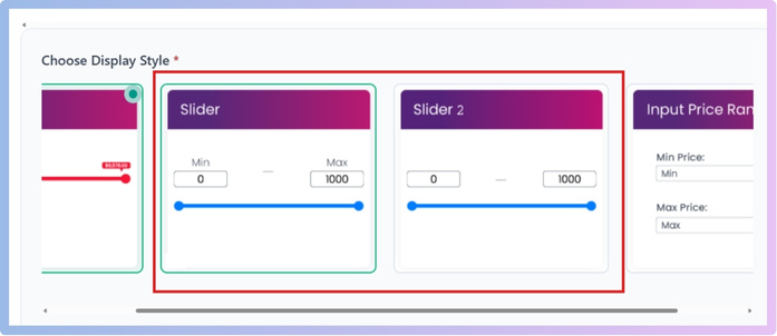If you want a slider, select the Slider option.