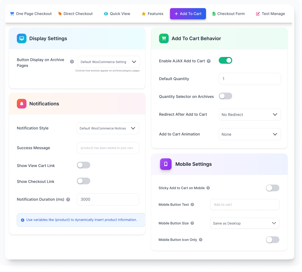 One Page Quick Checkout Setting