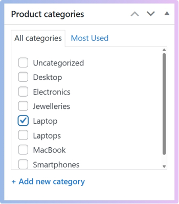 Select the category you want to add.