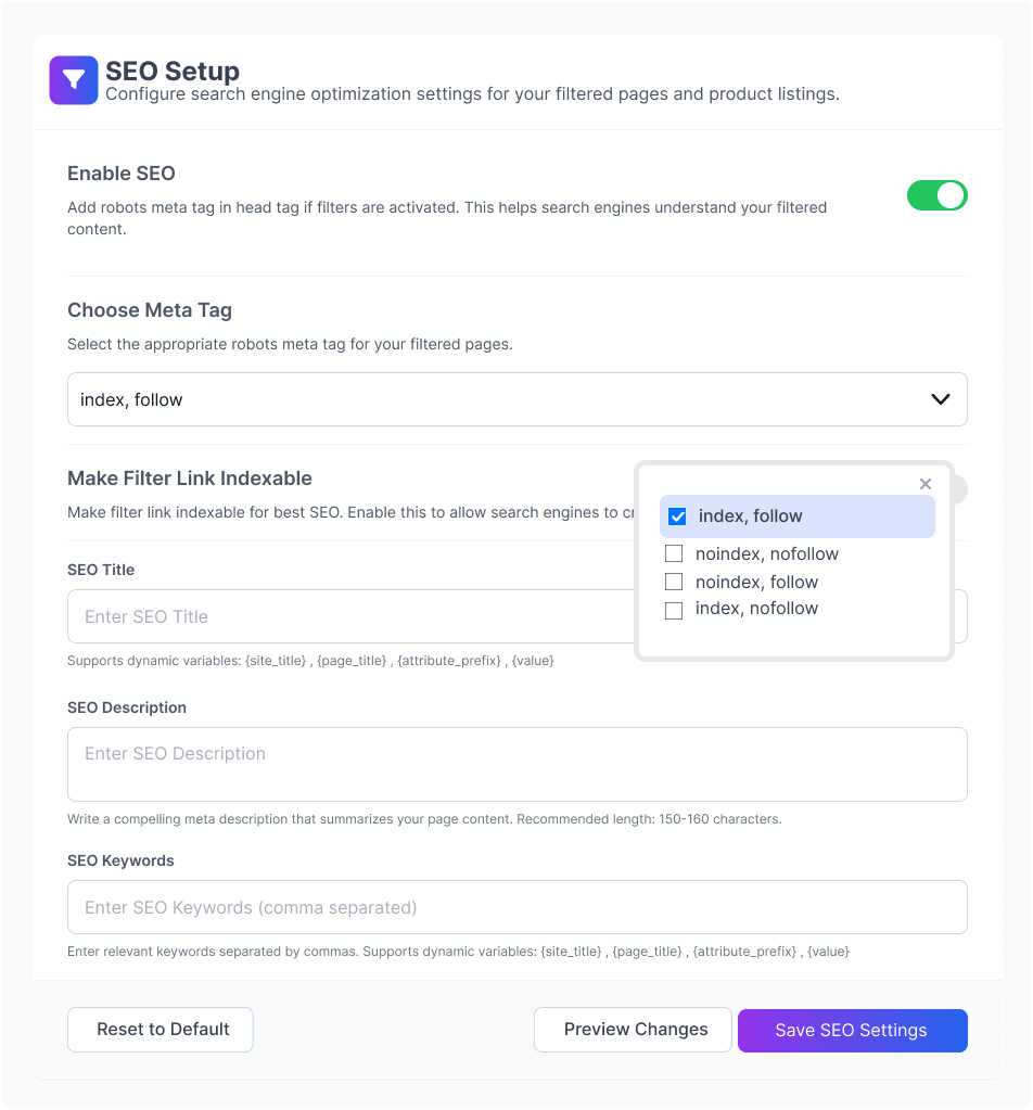 dynamic ajax product filters SEO-Friendly URL Management
