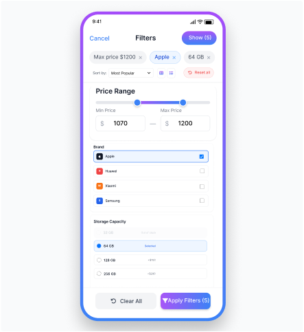 mobile Responsive dynamic ajax product filters