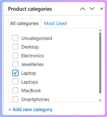 Check the box next to the category you want.