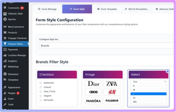 Choose the Dropdown Style for the Brand Filter
