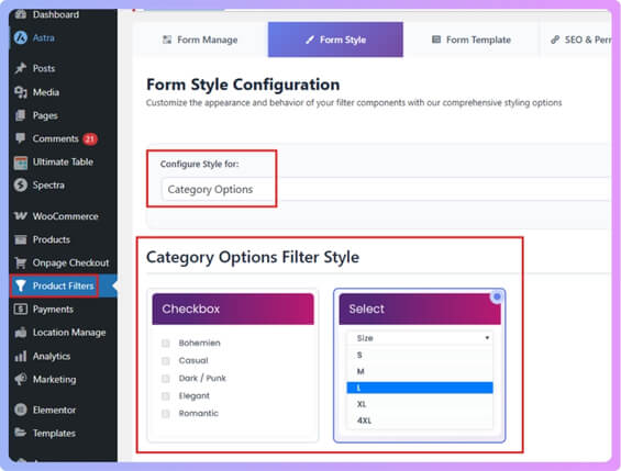 Customize the Category Widget Style