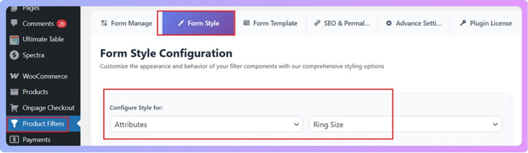 Customizing the Size Filter