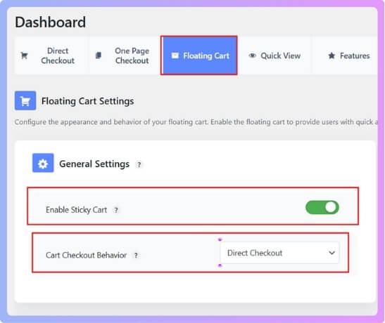 Enable Floating Cart