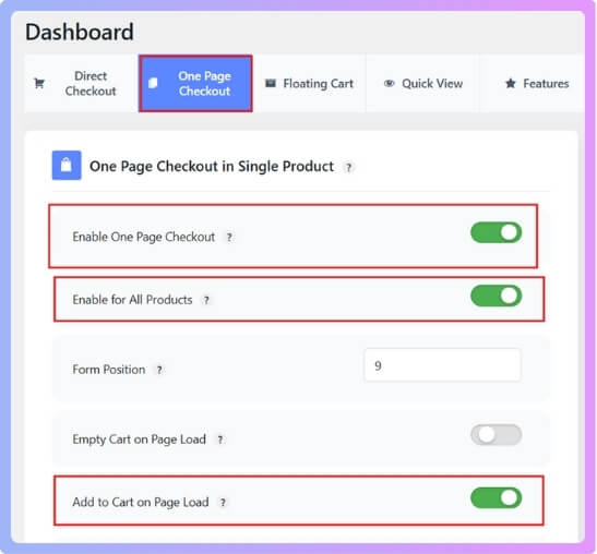 Enable One Page Checkout