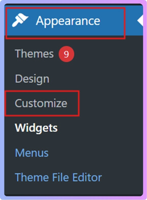 Go to Appearance Customize