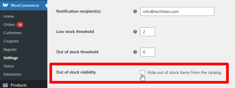 Hide out of stock items from the catalog