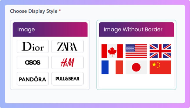 Image type >Styles >image, image without border