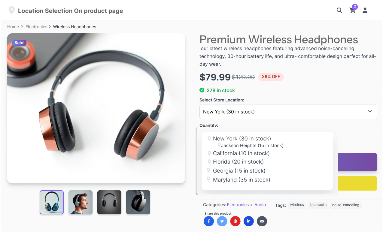 Flexible Location Selection Styles on Product Pages Flexible Location Selection Styles on Product Pages