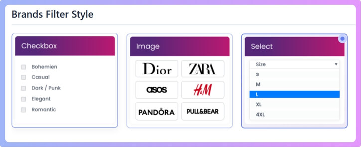 Now you’ll see the Brand filter style options