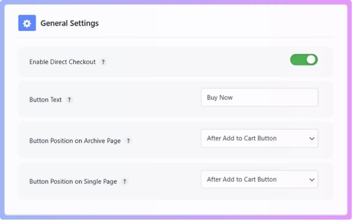 Once quick checkout is enabled, you can adjust display settings, button behavior, and many other things.