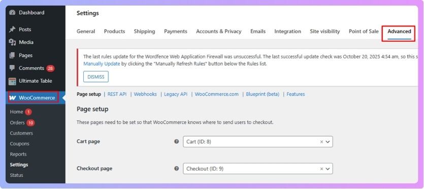 Review Store Settings and Core Pages