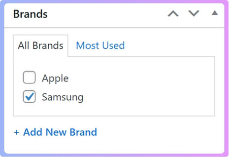 Select the brand you created earlier
