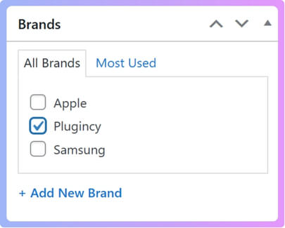 Select the brand you created earlier.