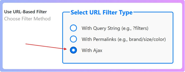 Select url filter type to load With Ajax